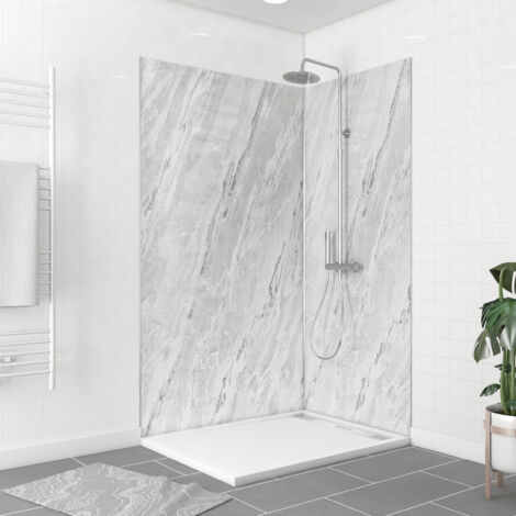 pack de 2 panneaux muraux pierre artic storm 90+120x210 cm avec profilés anodise brillant - stone'it