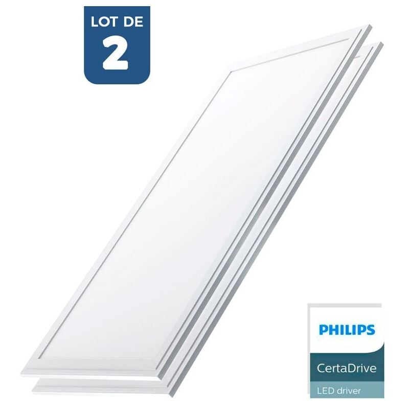 Barcelona Led - Lot de 2 - Panneau led 120x30 extra-plat - Driver Philips - 44W - Blanc Chaud