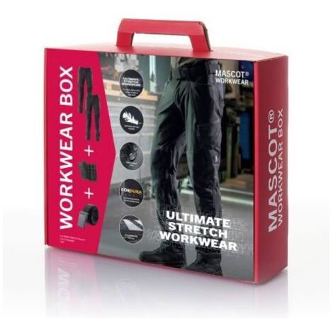 Pack de 2 pantalons de travail stretch 18479 – Noir – Taille 44 – Matériau hydrofuge et durable – Liberté de mouvement optimale – Mascot