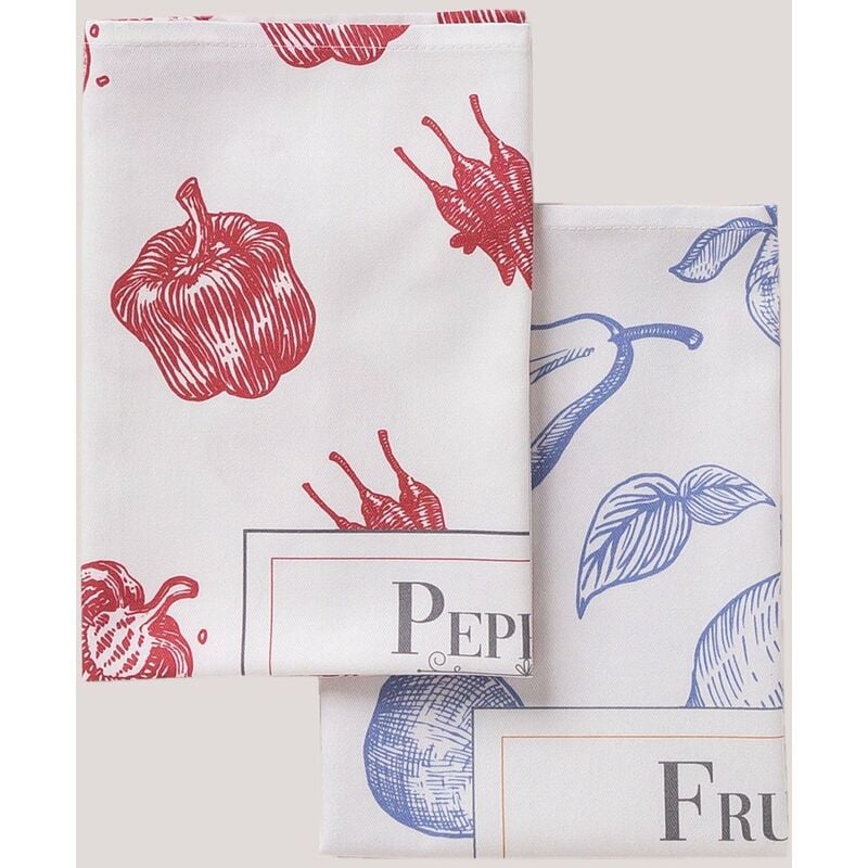 

Pack de 2 Paños de Cocina en Algodón Kuin SKLUM - Azul Oceanic - Rojo