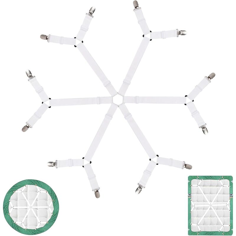 Attache Drap Housse, Tendeur Drap Housse, Sangle Matelas, Elastique Drap Housse, Sangle Drap Housse, Clips à 3 Voies et 6 Côtés, Convient Aux
