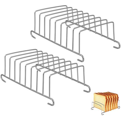 Pack de 2 rack toast,toasthalter,en acier Inoxydable, avec 8 Fentes, Brotkühlfach,15.58.75.3 cm,Argent