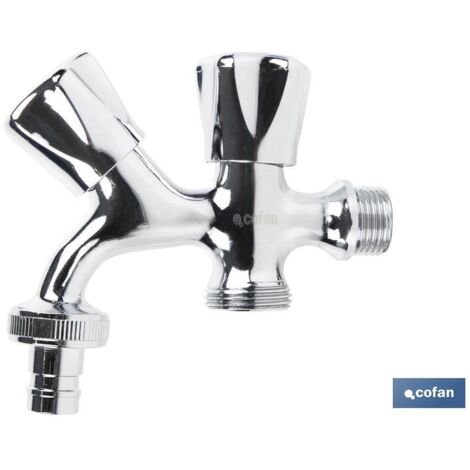Pack de 2 Robinets Double Sortie d'Eau pour Lave-Linge/Lave-Vaisselle Modèle Ferret