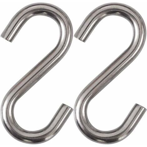 Pack de 2 robustos ganchos en forma de S fabricados en acero inoxidable 304, ganchos en forma de S para hamaca columpio de 7,6 cm, ganchos multiusos en calidad industrial