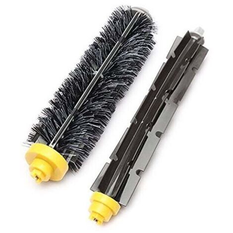 Pack de 2 rodillos principales y cepillo central para iRobot Roomba series 600 y 700. Cepillo multifunción para iRobot Roomba de cerdas y silicona.