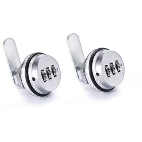 (Pack de 2) Serrure de Combinaison à 3 Chiffres Verrouillage du Mot de Passe Serrure à Came Sans Clé - Alliage de Zinc Chromage Serrure de Sécurité Codée pour Tiroir Casier Boîte Placard Porte-argent