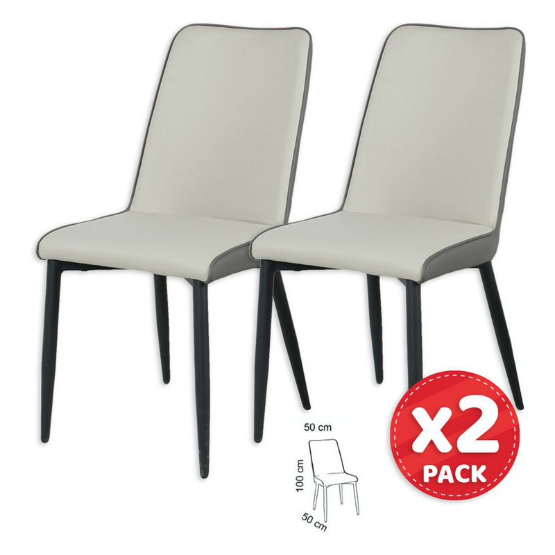 

Pack de 2 sillas de comedor bicolor crema-chocolate con patas metálicas negro mate