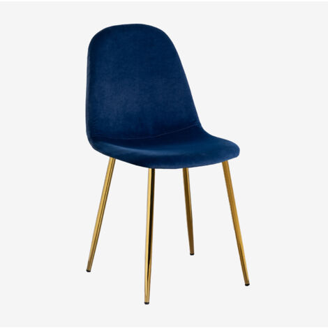 Pack de 2 sillas de comedor en terciopelo Glamm SKLUM        Azul Marino Dorado    