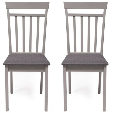 Pack de 2 sillas de comedor o cocina KANSAS madera y MDF color gris claro asiento tapizado color gris