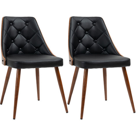 Pack de 2 sillas de comedor sillas de cocina modernas con tapizado en PU y patas de acero para salón oficina carga 120 kg 50,5x59x82 cm negro