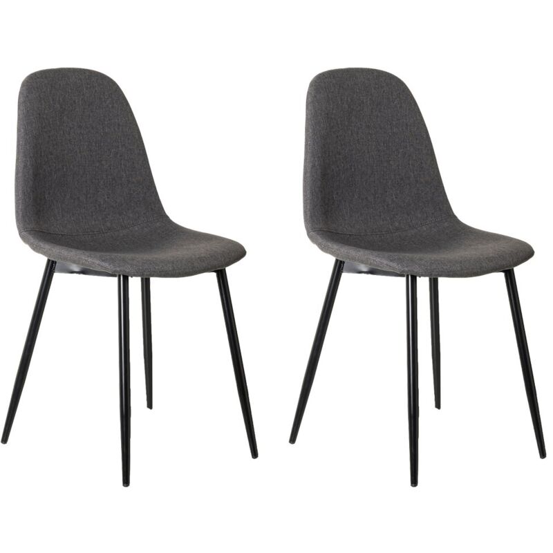 

Pack de 2 sillas de comedor tapizadas grises oscuro de telay metal de 47x51x81 cm