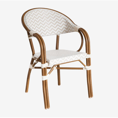 Pack de 2 sillas de jardín apilables con reposabrazos en aluminio Brielle Bistro SKLUM