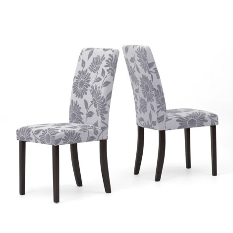 BOX FURNITURE Pack de 2 Sillas Dianna Gris, patas en madera maciza color wengué