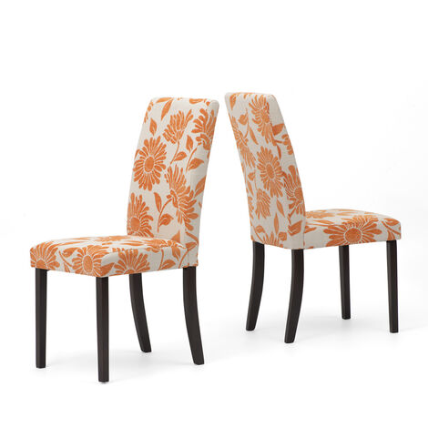 BOX FURNITURE Pack de 2 Sillas Dianna Naranja, patas en madera maciza color wengué