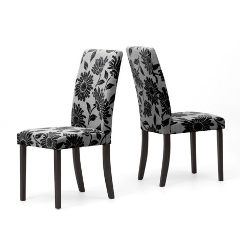 BOX FURNITURE Pack de 2 Sillas Dianna Negro, patas en madera maciza color wengué