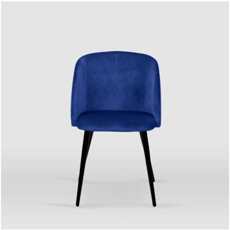 Pack de 2 sillas modelo Keren tapizadas en terciopelo azul indigo, 51.5cm(ancho ) 88.5cm(altura) 56.5cm(fondo)