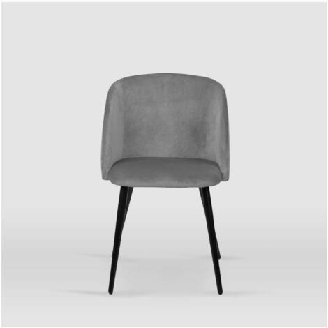 Pack de 2 sillas modelo Keren tapizadas en terciopelo gris piedra, 51.5cm(ancho ) 88.5cm(altura) 56.5cm(fondo)