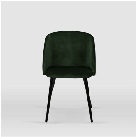 Pack de 2 sillas modelo Keren tapizadas en terciopelo verde botella, 51.5cm(ancho ) 88.5cm(altura) 56.5cm(fondo)