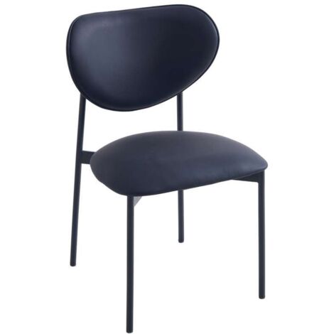 Pack de 2 sillas para cocina o comedor Eva tapizado simil piel negro, 85cm(alto) 52cm(ancho) 47cm(largo)