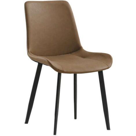 Pack de 2 sillas para cocina o comedor Lis tapizado simil piel marrón envejecido, 83cm(alto) 50cm(ancho) 47cm(largo)