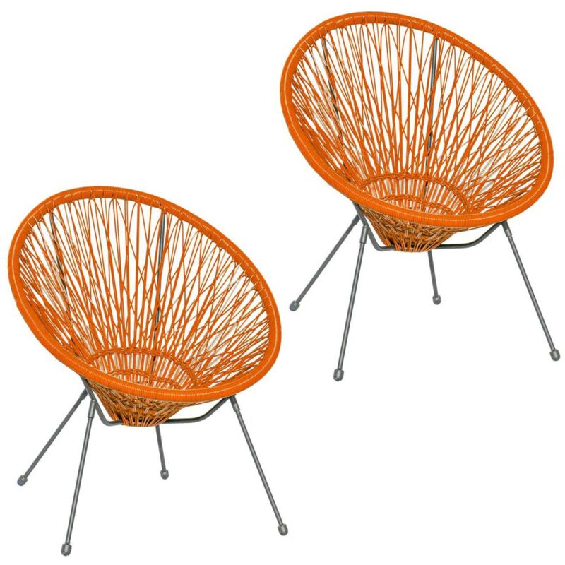 

Pack de 2 sillones de jardín Agave Acapulco de rattán y metal naranjas de 73x80x85 cm