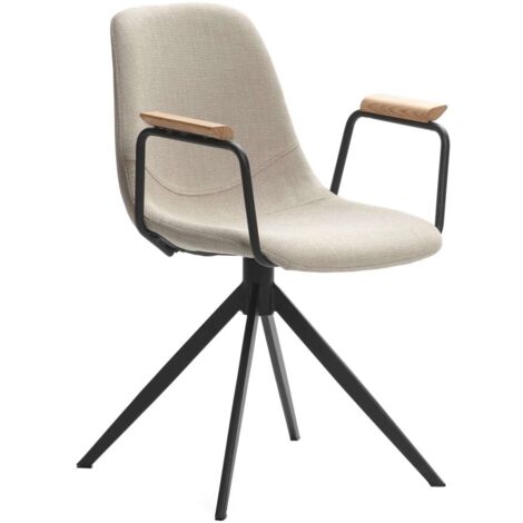 Pack de 2 sillones giratorias modelo Tajo con brazos tapizado textil beige, 81cm(alto) 61cm(ancho) 59cm(largo)
