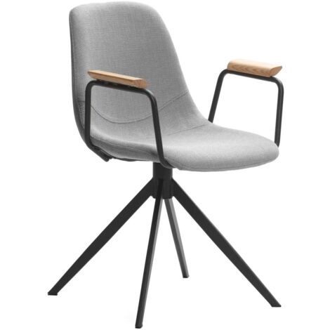 Pack de 2 sillones giratorias modelo Tajo con brazos tapizado textil gris claro, 81cm(alto) 61cm(ancho) 59cm(largo)