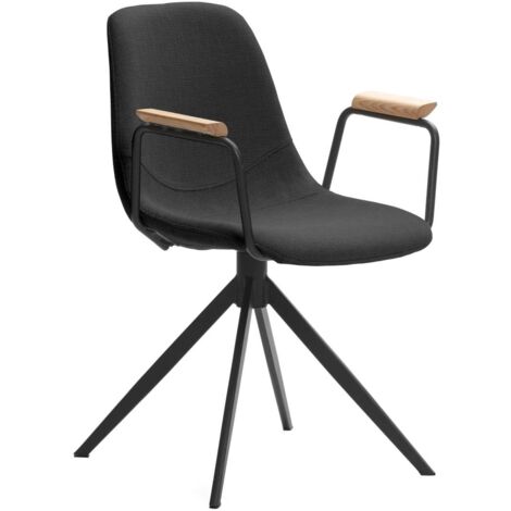 Pack de 2 sillones giratorias modelo Tajo con brazos tapizado textil negro, 81cm(alto) 61cm(ancho) 59cm(largo)