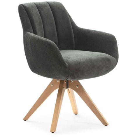 Pack de 2 sillones giratorios modelo Jan tapizado textil gris antracita, 85cm(alto) 60cm(ancho) 62cm(largo)