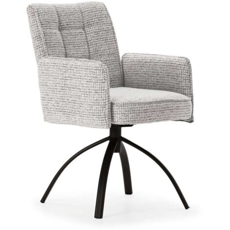 Pack de 2 sillones giratorios modelo Noah tapizado textil gris, 85cm(alto) 56cm(ancho) 63cm(largo)