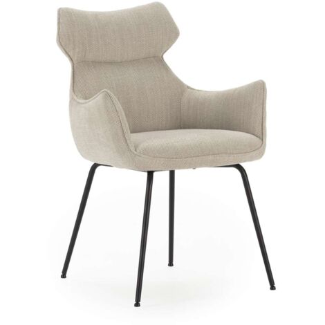 Pack de 2 sillones modelo Dimitri tapizado textil beige, 90cm(alto) 60cm(ancho) 65cm(largo)