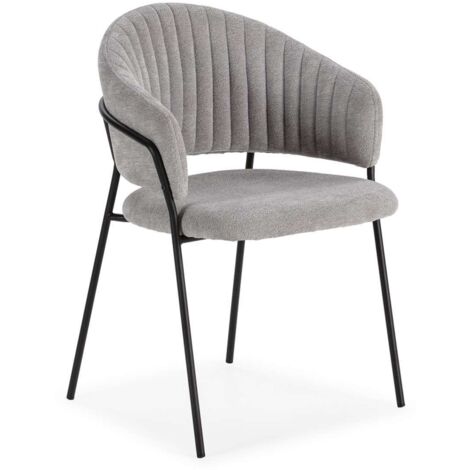 Pack de 2 sillones modelo Lidia tapizado textil gris claro, 81.5cm(alto) 54cm(ancho) 57cm(largo)