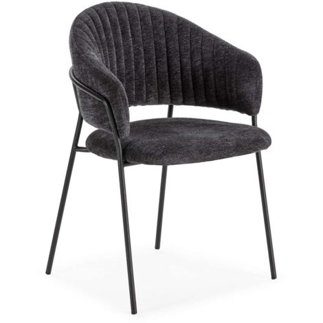 Pack de 2 sillones modelo Lidia tapizado textil gris oscuro, 81.5cm(alto) 54cm(ancho) 57cm(largo)