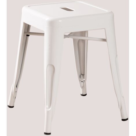 Pack de 2 tabourets bas empilables en acier Lix 45 cm SKLUM Blanc
