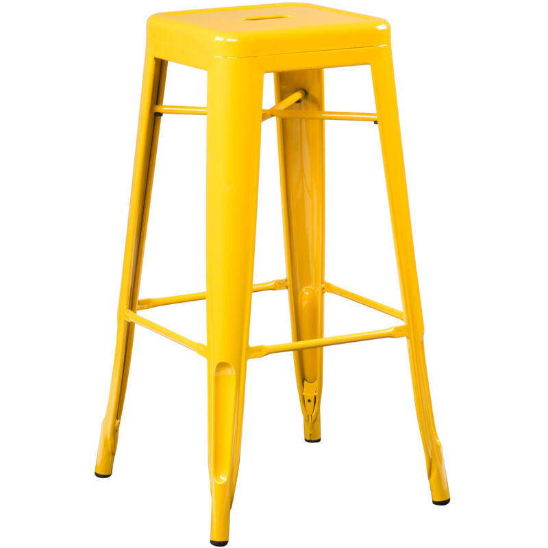 Pack de 2 tabourets hauts empilables en acier Lix SKLUM Jaune Freesia ↑75 cm