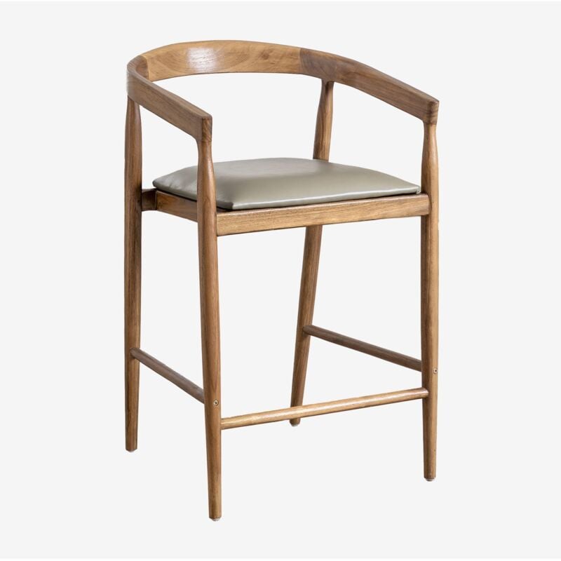 Sklum - Pack de 2 tabourets hauts en cuir (70 cm) Visby Vert Bambou