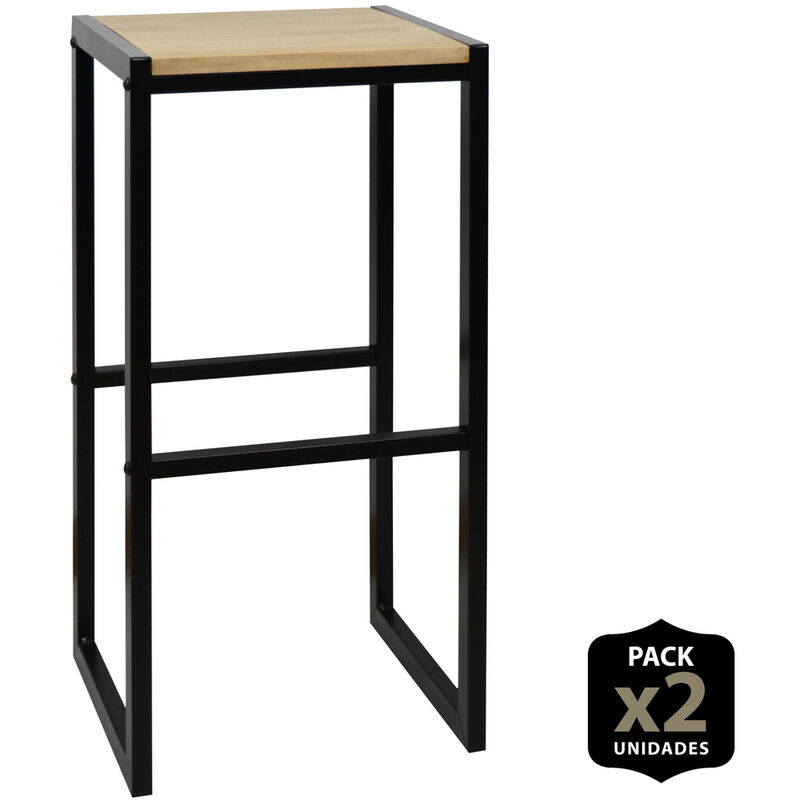

Pack de 2 taburetes altos iCub estilo Industrial – 36x32x75 cm Negro.