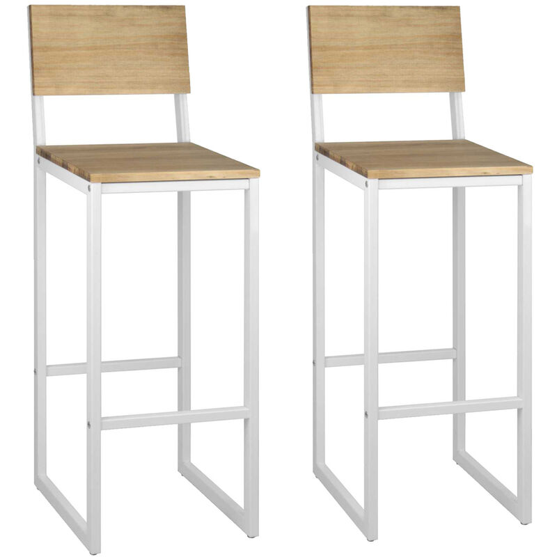 

Pack de 2 taburetes con respaldo iCub Industrial – 36x38x106 cm Blanco