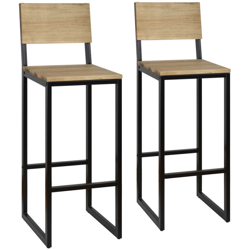 

Pack de 2 taburetes con respaldo iCub Industrial – 36x38x106 cm Negro