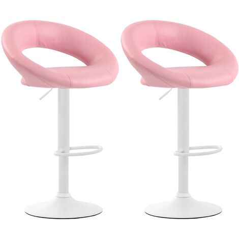 Pack de 2 taburetes de barra Olinda en polipiel Rosado Blanco