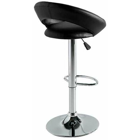 Pack de 2 taburetes elevables Zoe tapizados en polipiel negro, 53 x 47 x 80/101 cm (largo x alto x ancho)