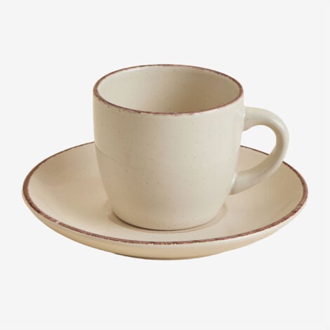 Pack de 2 tazas de café 22 cl con plato en gres Ronilena SKLUM