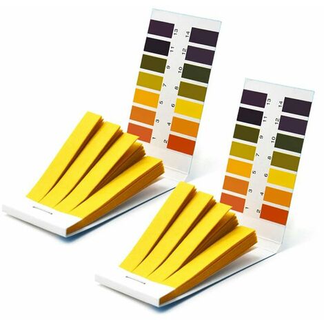 Pack de 2 tiras reactivas de pH Tiras reactivas de pH. 1-14 Tiras de prueba de papel tornasol de papel de prueba extensiva, prueba de pH para saliva, orina, agua y suelo
