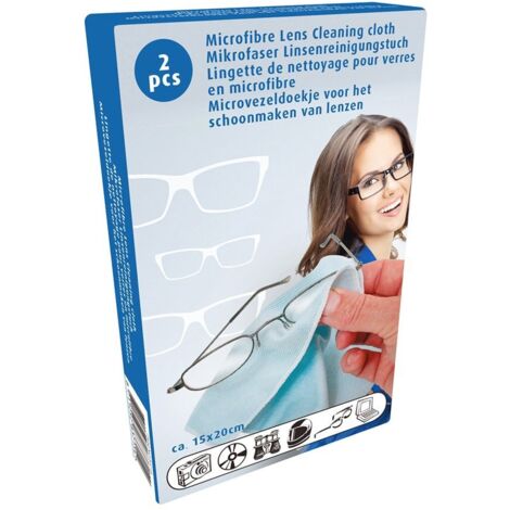 Pack de 2 toallitas de microfibra para limpiar gafas 15x20cm