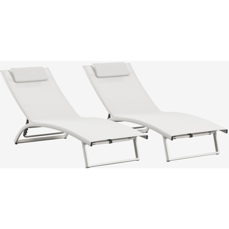 Pack de 2 bains de soleil inclinables en aluminium Dulem SKLUM Blanc Gardenia