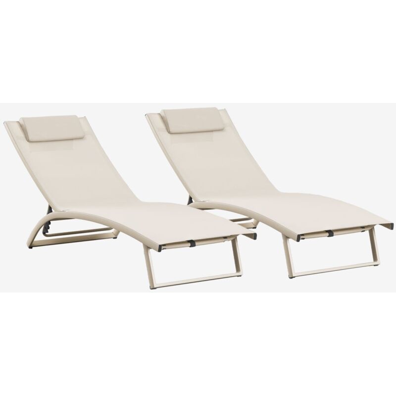 Pack de 2 bains de soleil inclinables en aluminium Dulem Sklum Tapioca Beige