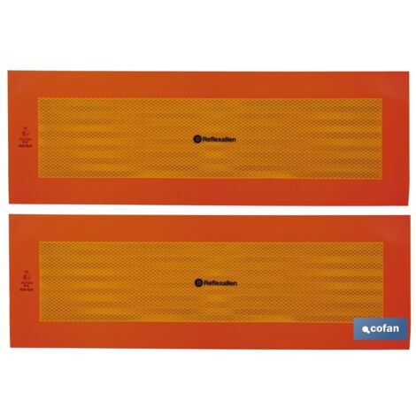 PACK DE 2 UDS. PLACA ADHESIVA V-6 PARA VEHÍCULO LARGO 565 X 195 MM