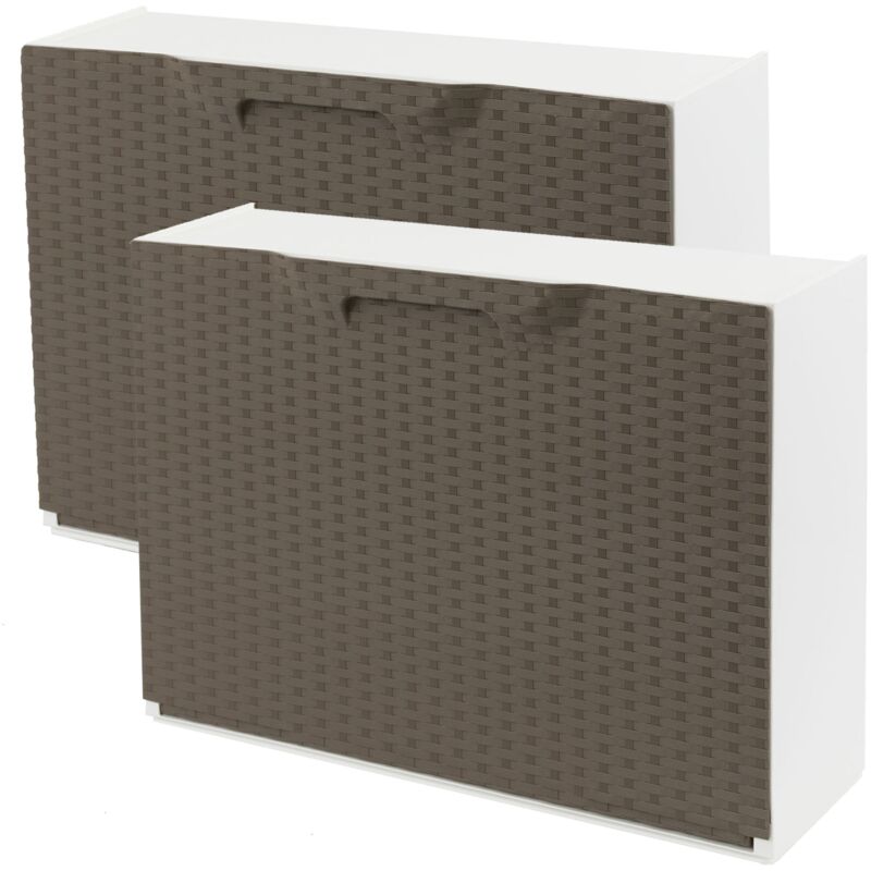 

Wellhome - Pack de 2 zapateros en polipropileno color marron ACABADO RATTAN