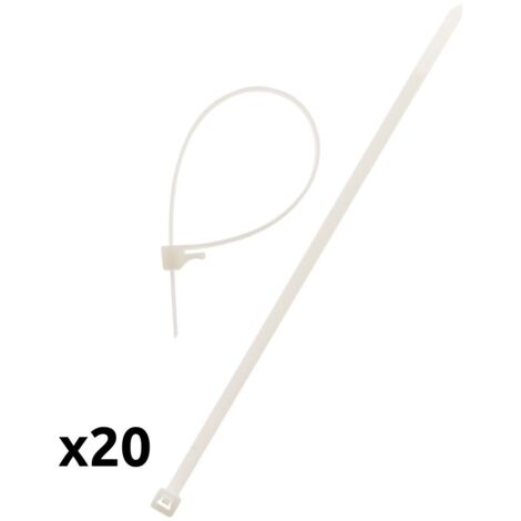 Pack de 20 Abrazaderas de Cableado Reutilizables 4,8x 200 mm Transparente Sans marque