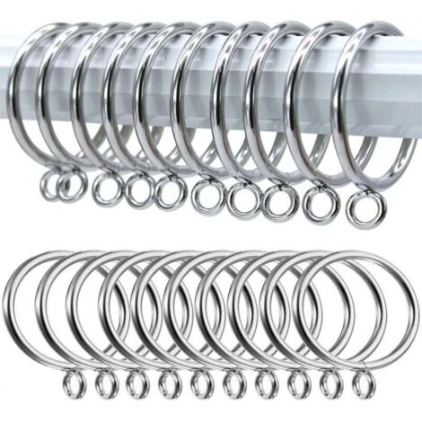 Pack de 20 anneaux de rideau en métal argenté de 38 mm, anneaux de tringle à rideau, anneaux de suspension pour tringles à rideaux, tringles et rideaux, rideaux de douche